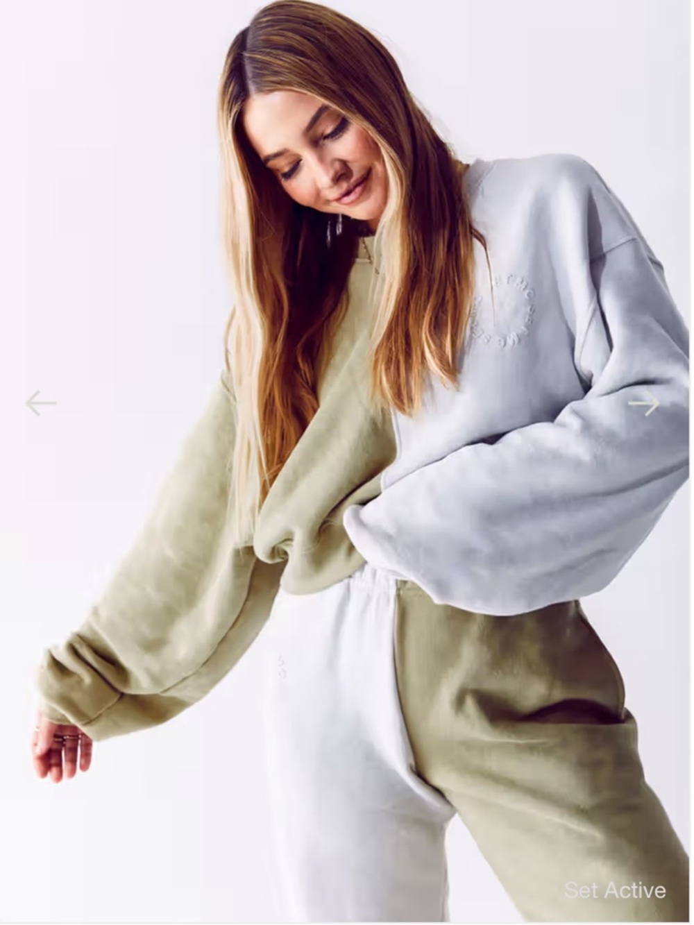 SET ACTIVE x MADELINE CLINE Split Two Tone Cropped Sweatshirt